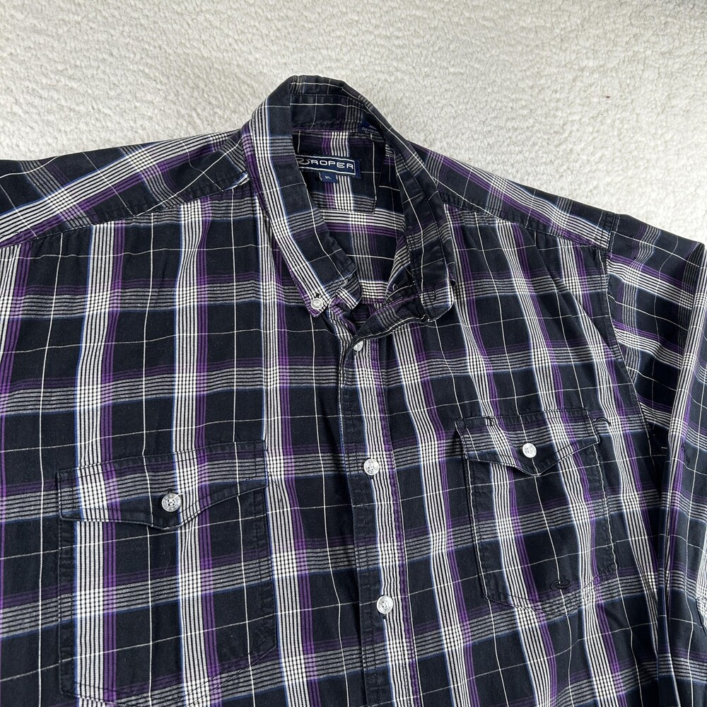 Roper Shirt Mens XL Black Plaid Long Sleeve Button Down Western Casual Western - Picture 5 of 15